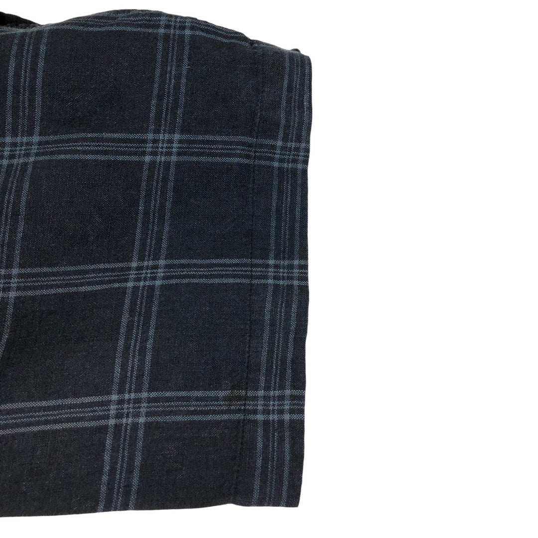 BRUNO WASHABLE LINEN Check Pattern Short Sleeve Linen Shirt Box Shirt Men's Size L linen black type Vintage Second Hand