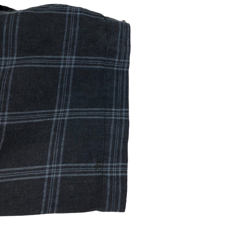 BRUNO WASHABLE LINEN Check Pattern Short Sleeve Linen Shirt Box Shirt Men's Size L linen black type Vintage Second Hand