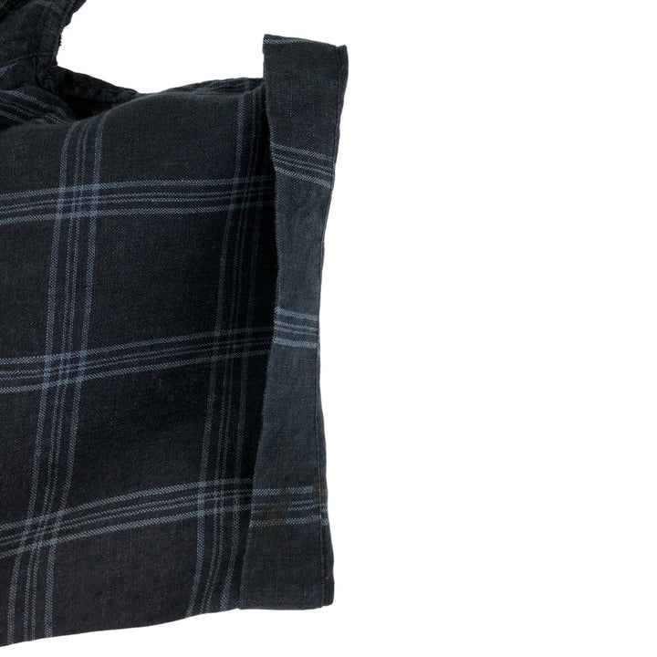 BRUNO WASHABLE LINEN Check Pattern Short Sleeve Linen Shirt Box Shirt Men's Size L linen black type Vintage Second Hand