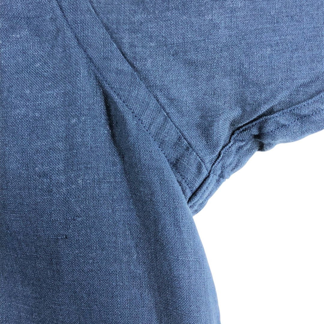 Brooks Brothers Est.1818 short sleeve linen button down shirt, men's size XL linen navy blue type Vintage Second Hand