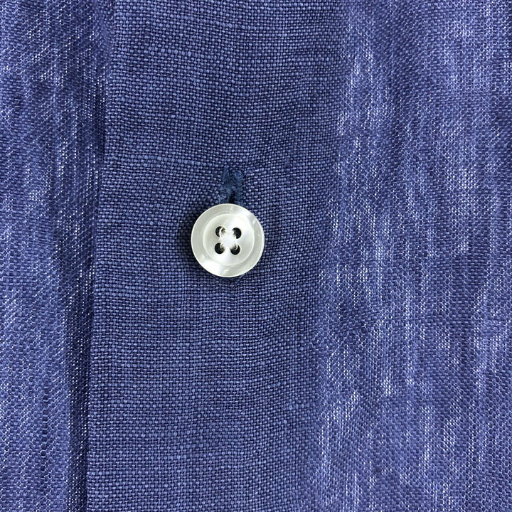 Brooks Brothers 346 Wide Collar Short Sleeve Linen Shirt, Men's M linen blue type Vintage Second Hand