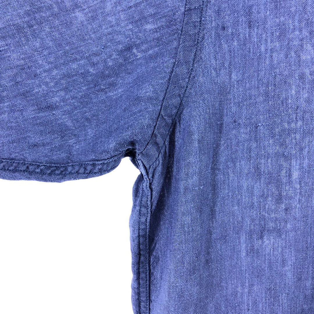 Brooks Brothers 346 Wide Collar Short Sleeve Linen Shirt, Men's M linen blue type Vintage Second Hand