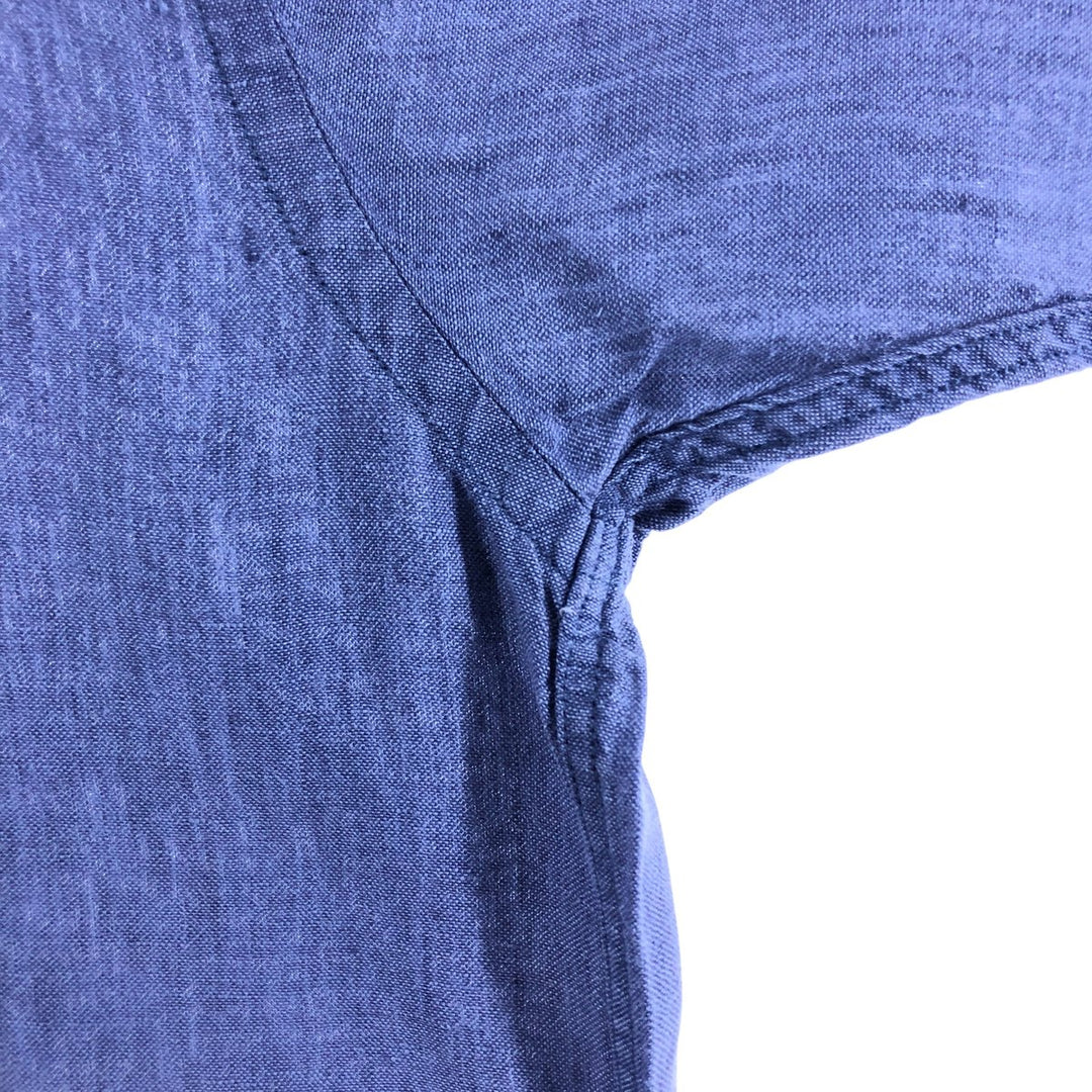 Brooks Brothers 346 Wide Collar Short Sleeve Linen Shirt, Men's M linen blue type Vintage Second Hand