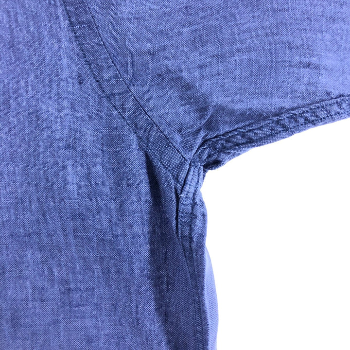 Brooks Brothers 346 Wide Collar Short Sleeve Linen Shirt, Men's M linen blue type Vintage Second Hand