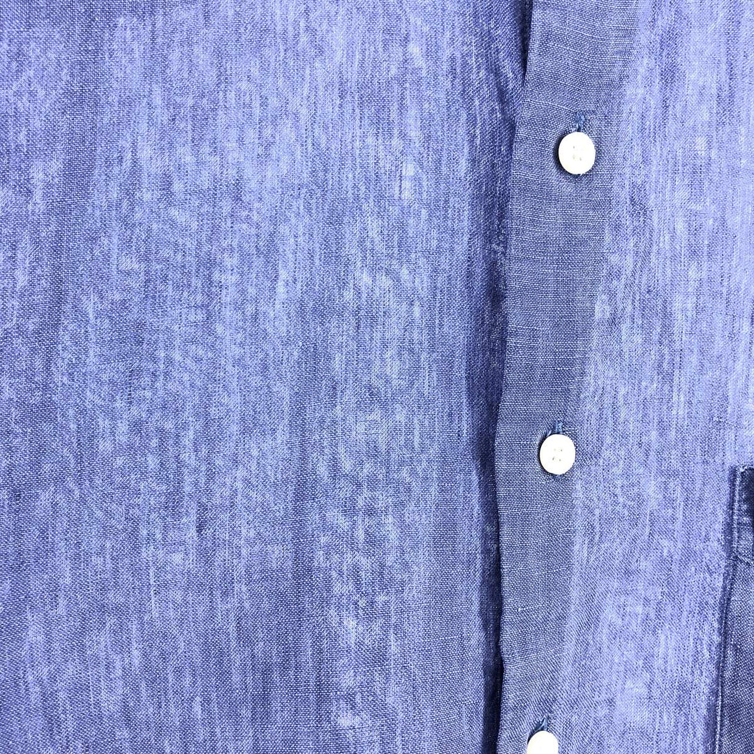 Brooks Brothers 346 Wide Collar Short Sleeve Linen Shirt, Men's M linen blue type Vintage Second Hand