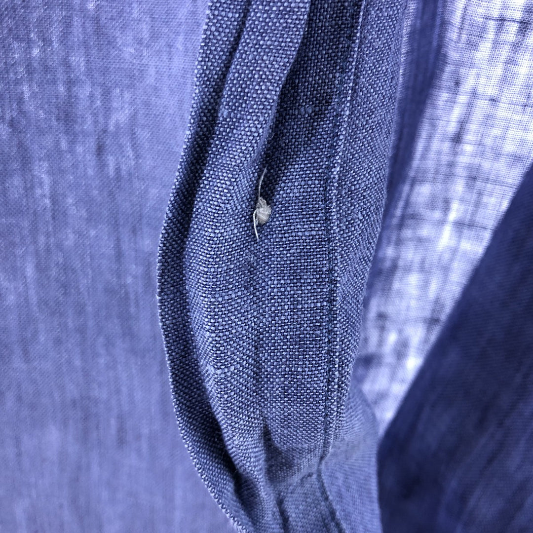 Brooks Brothers 346 Wide Collar Short Sleeve Linen Shirt, Men's M linen blue type Vintage Second Hand