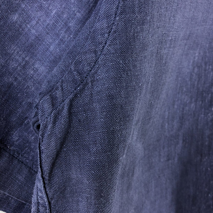 Brooks Brothers 346 Wide Collar Short Sleeve Linen Shirt, Men's M linen blue type Vintage Second Hand