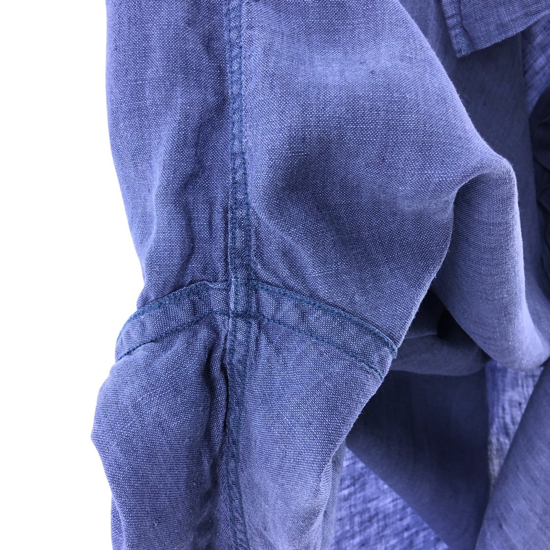 Brooks Brothers 346 Wide Collar Short Sleeve Linen Shirt, Men's M linen blue type Vintage Second Hand