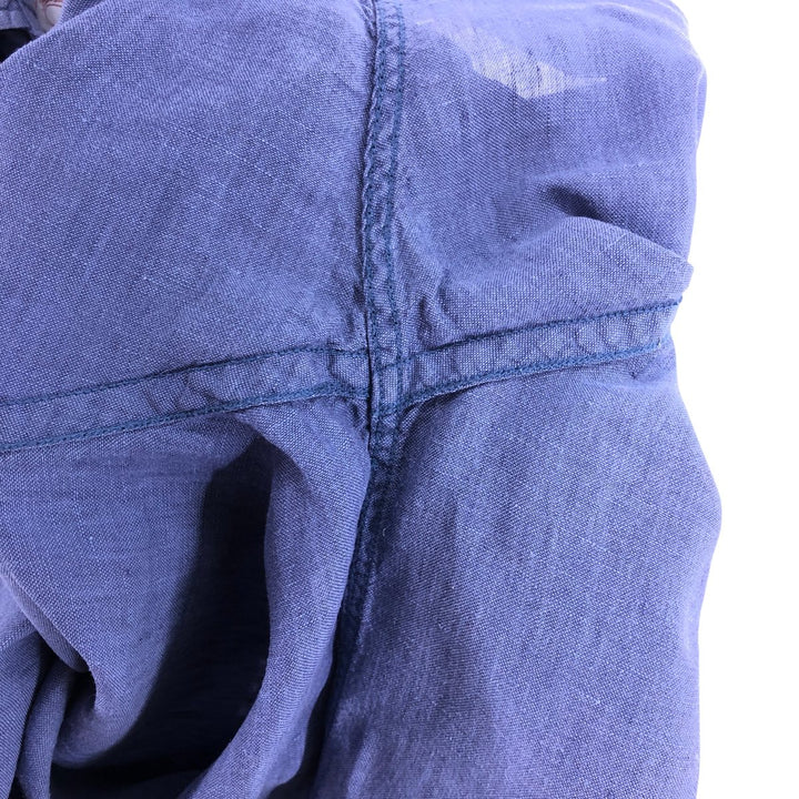 Brooks Brothers 346 Wide Collar Short Sleeve Linen Shirt, Men's M linen blue type Vintage Second Hand