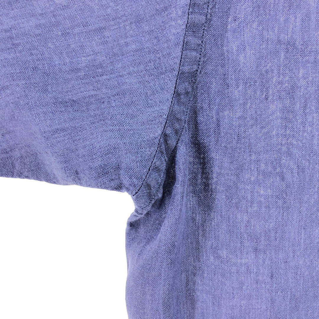 Brooks Brothers 346 Wide Collar Short Sleeve Linen Shirt, Men's M linen blue type Vintage Second Hand