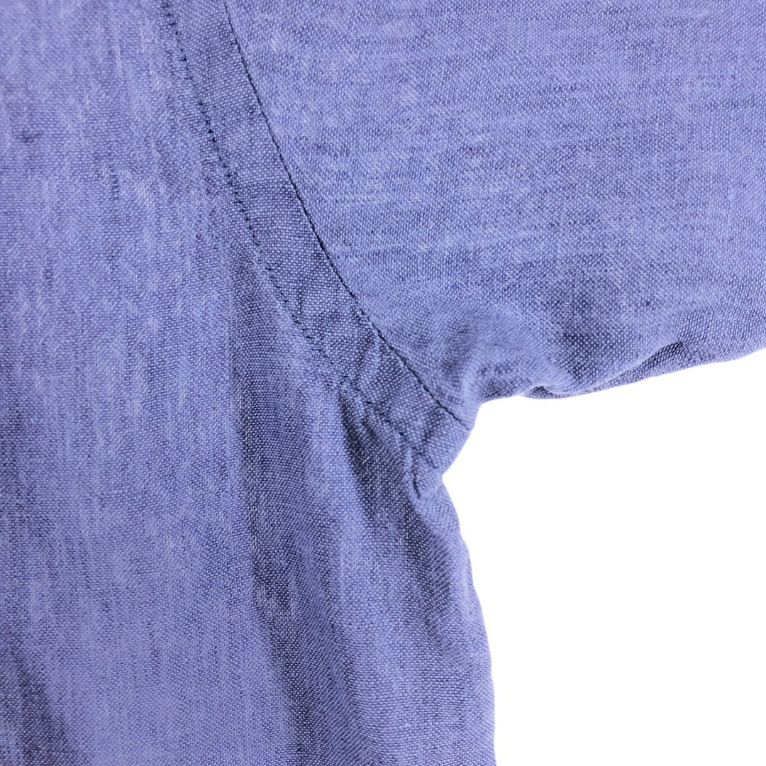 Brooks Brothers 346 Wide Collar Short Sleeve Linen Shirt, Men's M linen blue type Vintage Second Hand