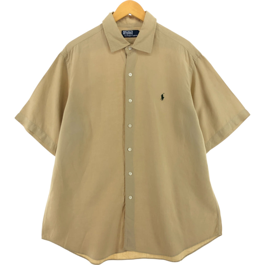 Ralph Lauren POLO by Ralph Lauren short sleeve linen shirt, men's XL size linen Beige type Vintage Second Hand