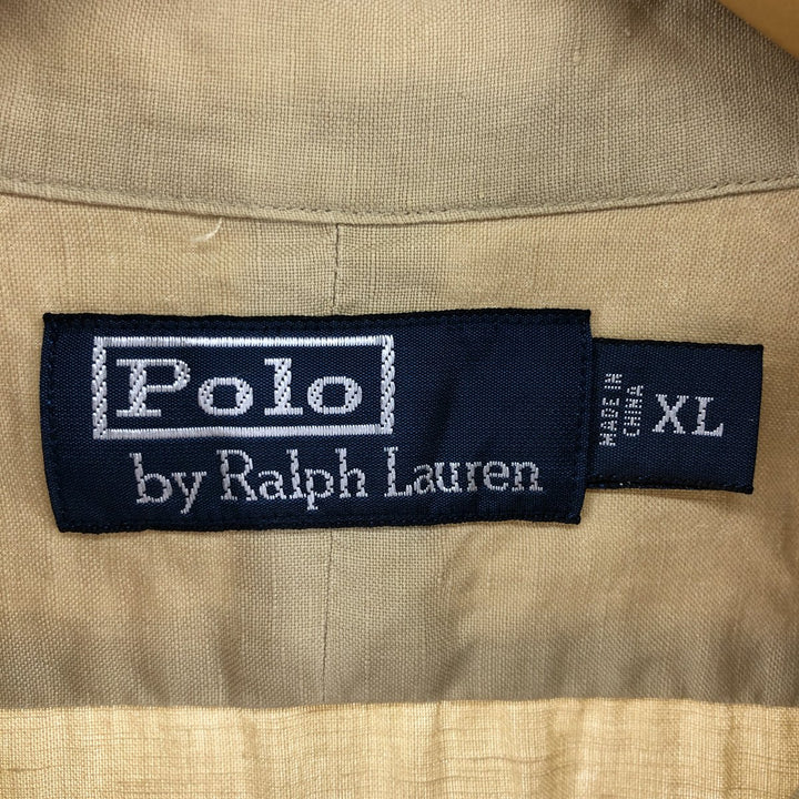 Ralph Lauren POLO by Ralph Lauren short sleeve linen shirt, men's XL size linen Beige type Vintage Second Hand