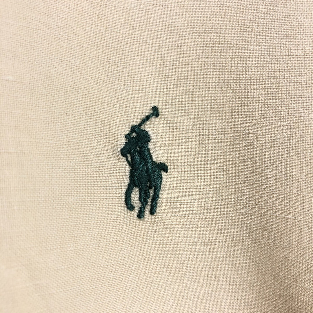 Ralph Lauren POLO by Ralph Lauren short sleeve linen shirt, men's XL size linen Beige type Vintage Second Hand