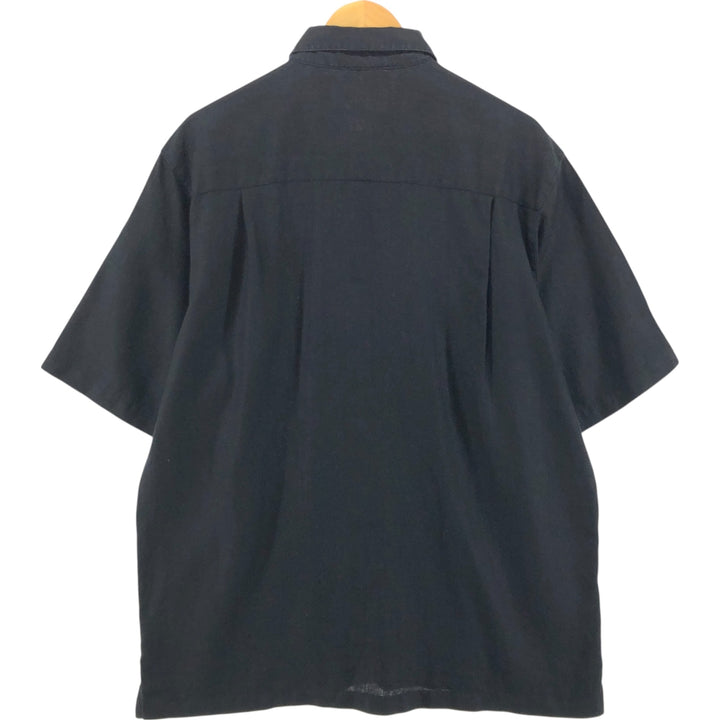 LUAU Short Sleeve Linen Shirt, Box Shirt, Men's XL Size linen black type Vintage Second Hand