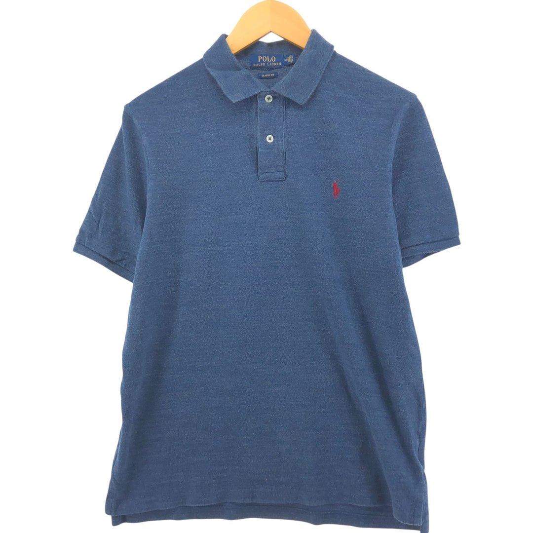 Ralph Lauren POLO RALPH LAUREN CLASSIC FIT short sleeve polo shirt, men's size M cotton navy blue type Vintage Second Hand
