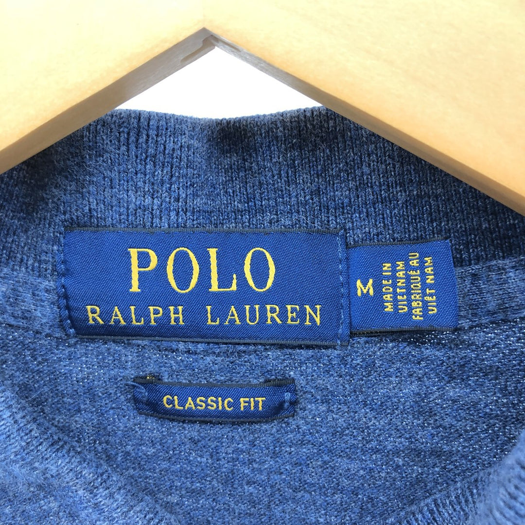 Ralph Lauren POLO RALPH LAUREN CLASSIC FIT short sleeve polo shirt, men's size M cotton navy blue type Vintage Second Hand