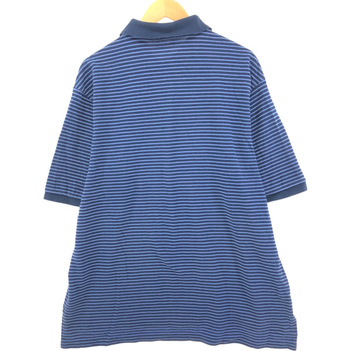 Ralph Lauren POLO RALPH LAUREN Short Sleeve Striped Polo Shirt Men's XL cotton navy blue type Vintage Second Hand