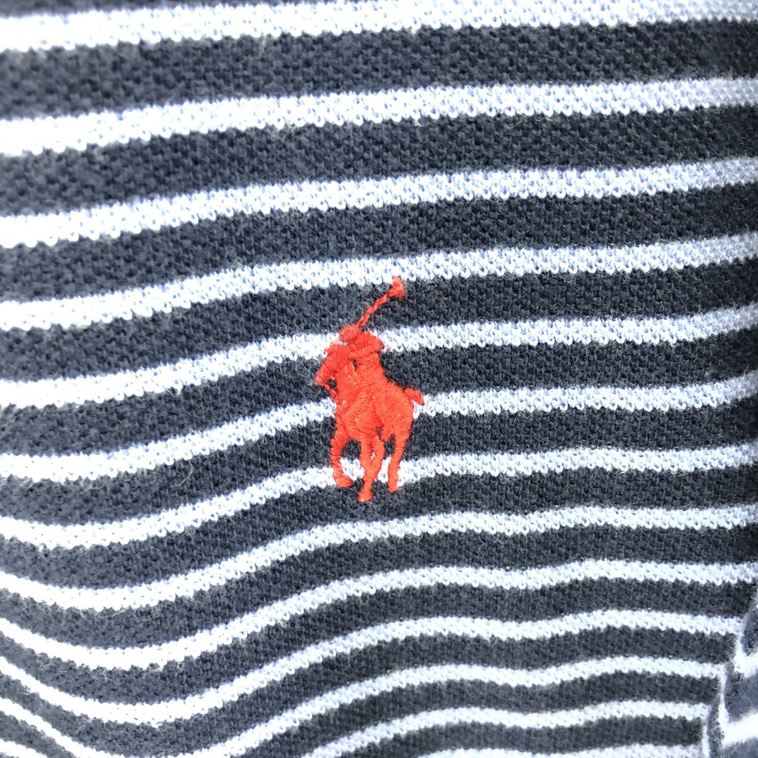 Ralph Lauren POLO RALPH LAUREN Short Sleeve Striped Polo Shirt Men's XL cotton navy blue type Vintage Second Hand
