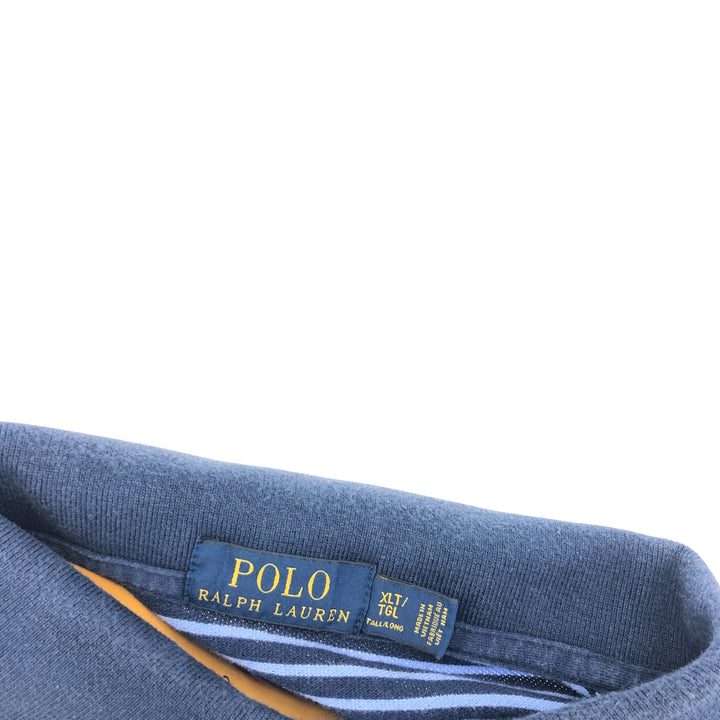 Ralph Lauren POLO RALPH LAUREN Short Sleeve Striped Polo Shirt Men's XL cotton navy blue type Vintage Second Hand