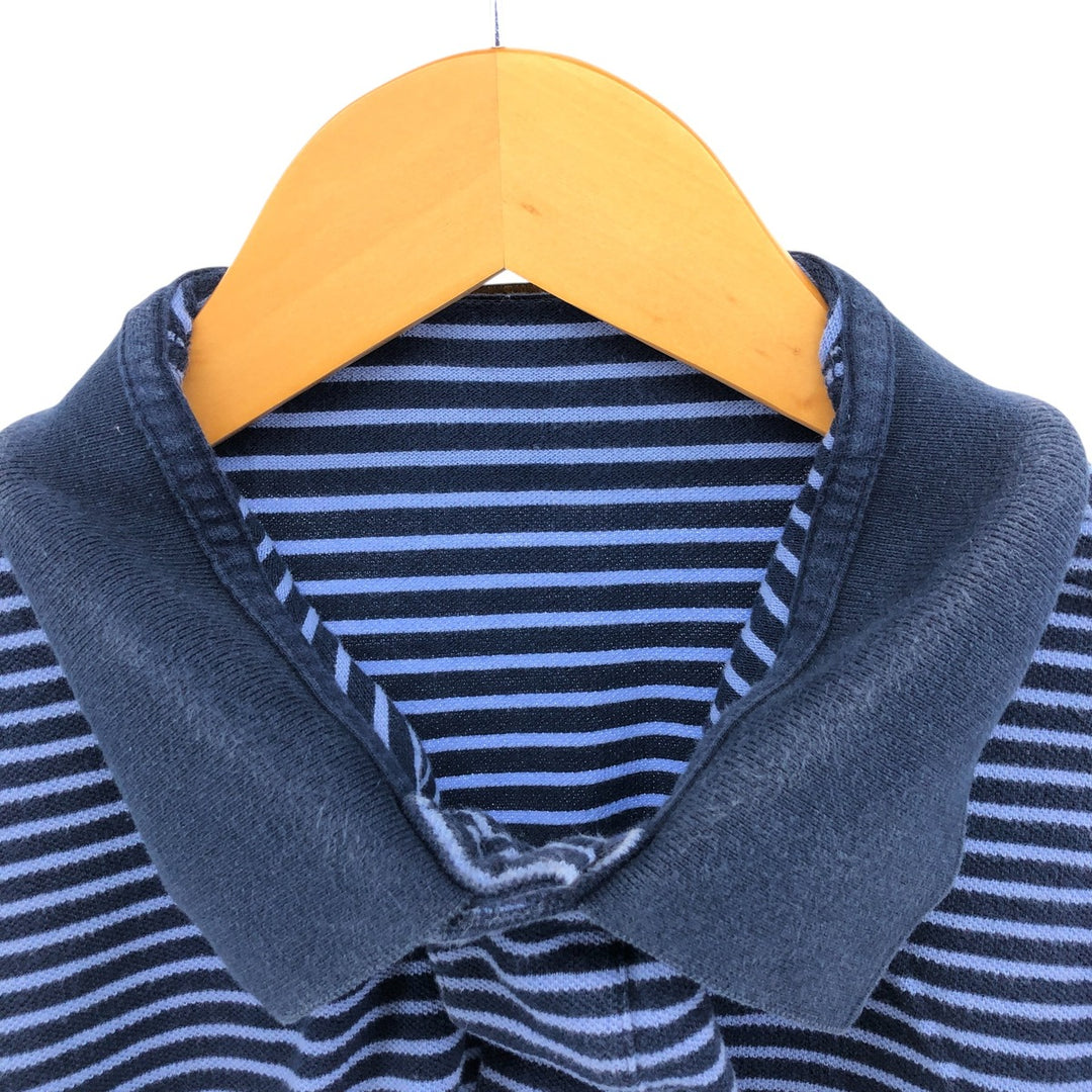 Ralph Lauren POLO RALPH LAUREN Short Sleeve Striped Polo Shirt Men's XL cotton navy blue type Vintage Second Hand