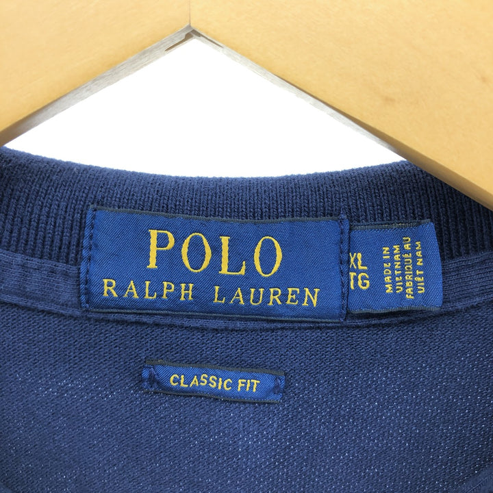 Ralph Lauren POLO RALPH LAUREN CLASSIC FIT short sleeve polo shirt men's XL equivalent cotton navy blue type Vintage Second Hand