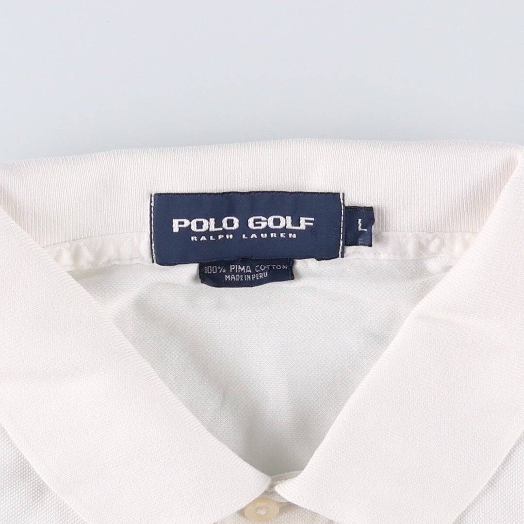 Ralph Lauren POLO GOLF Polo Golf short sleeve polo shirt for men size L Pima Cotton white type Vintage Second Hand