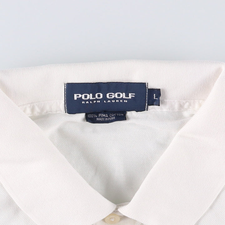Ralph Lauren POLO GOLF Polo Golf short sleeve polo shirt for men size L Pima Cotton white type Vintage Second Hand