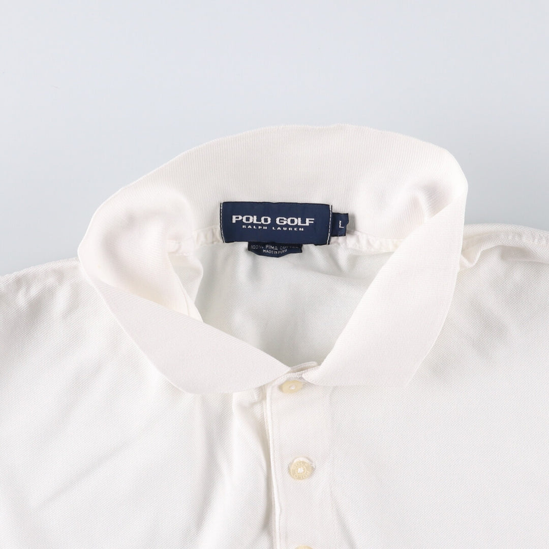 Ralph Lauren POLO GOLF Polo Golf short sleeve polo shirt for men size L Pima Cotton white type Vintage Second Hand