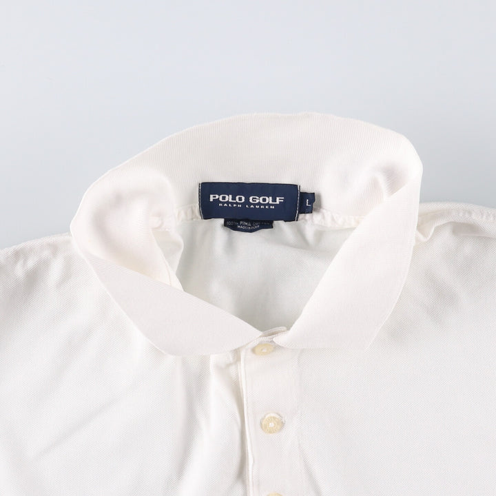 Ralph Lauren POLO GOLF Polo Golf short sleeve polo shirt for men size L Pima Cotton white type Vintage Second Hand