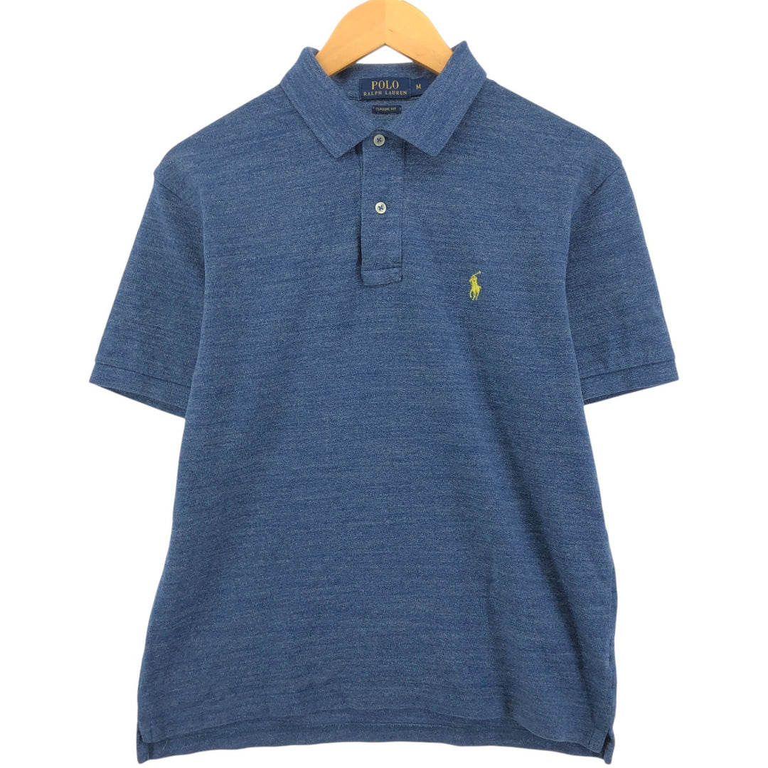 Ralph Lauren POLO RALPH LAUREN CLASSIC FIT short sleeve polo shirt, men's size M cotton blue type Vintage Second Hand
