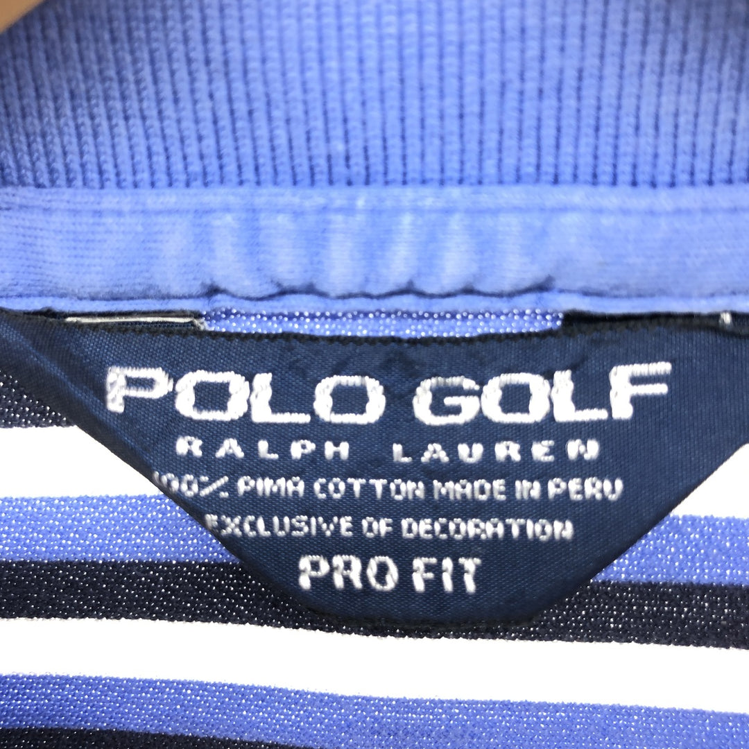 Ralph Lauren POLO GOLF PRO FIT short sleeve striped polo shirt, men's size M cotton Blue type light blue Vintage Second Hand