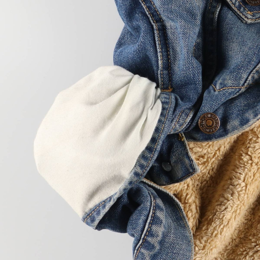 2000'S Levi's 71500-0487 Euro Model Denim Boa Jacket, Men's Size L cotton blue type Vintage Second Hand