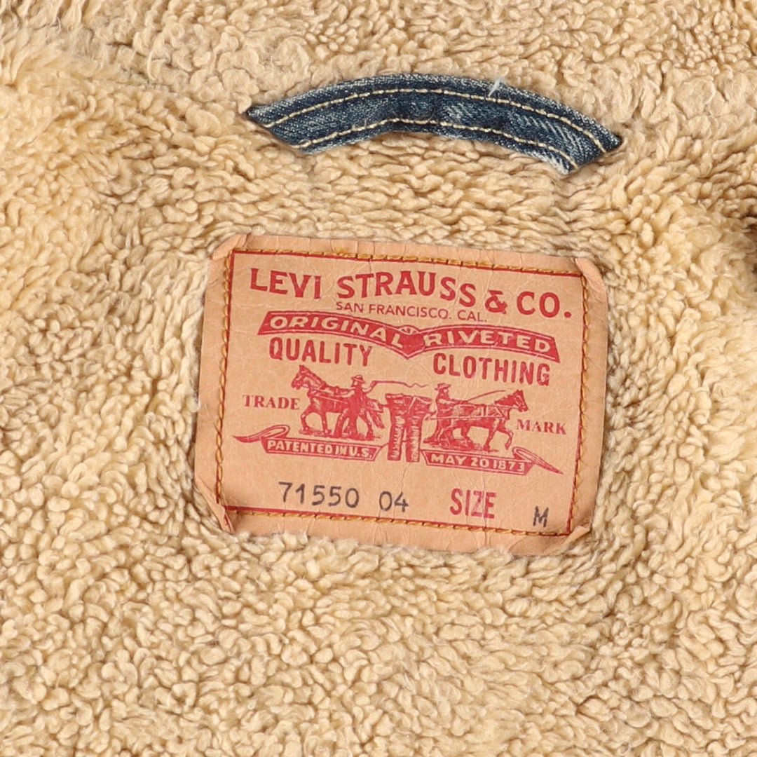 2000'S Levi's 71550-0439 Euro Model Denim Boa Jacket, Men's Size Medium cotton blue type Vintage Second Hand