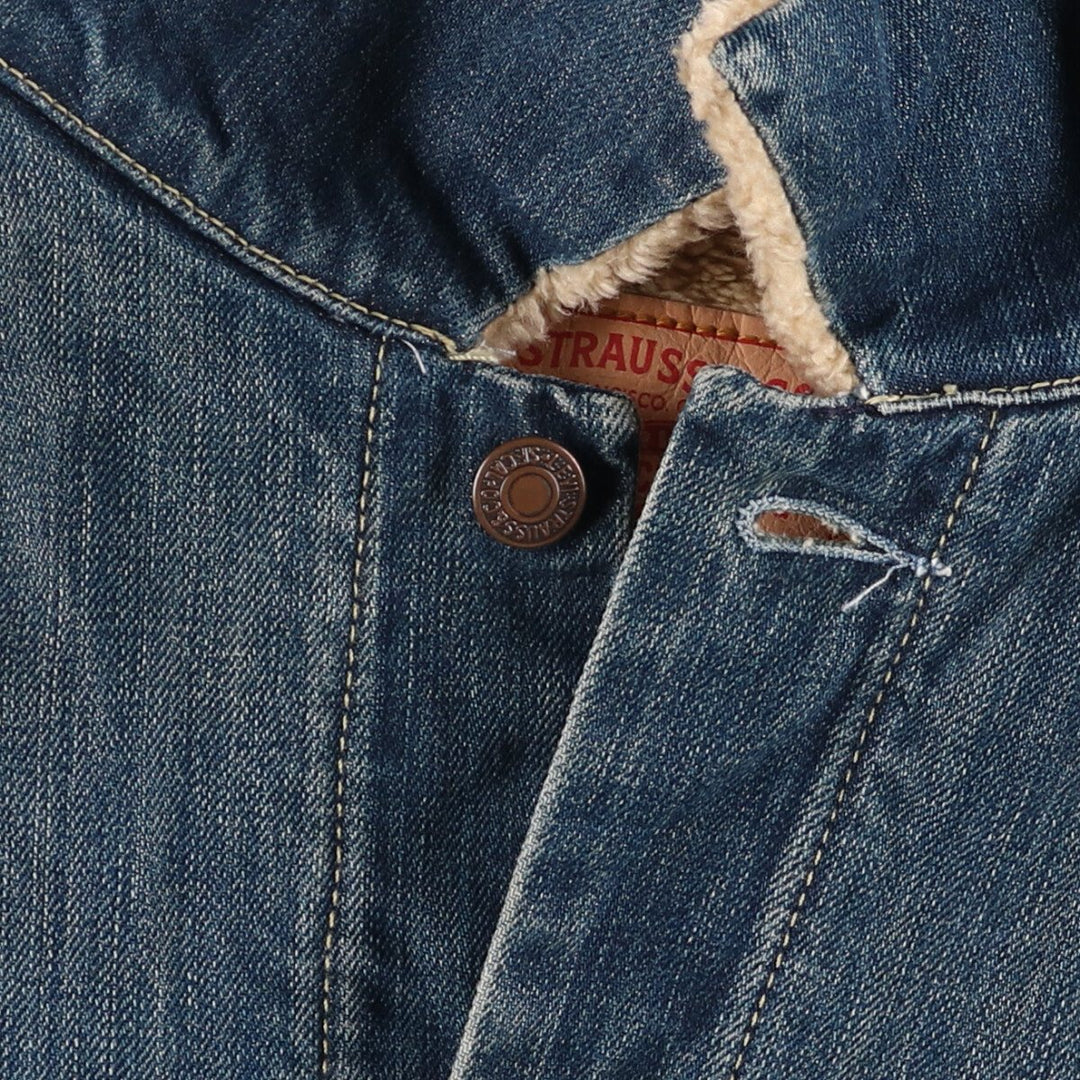 2000'S Levi's 71550-0439 Euro Model Denim Boa Jacket, Men's Size Medium cotton blue type Vintage Second Hand