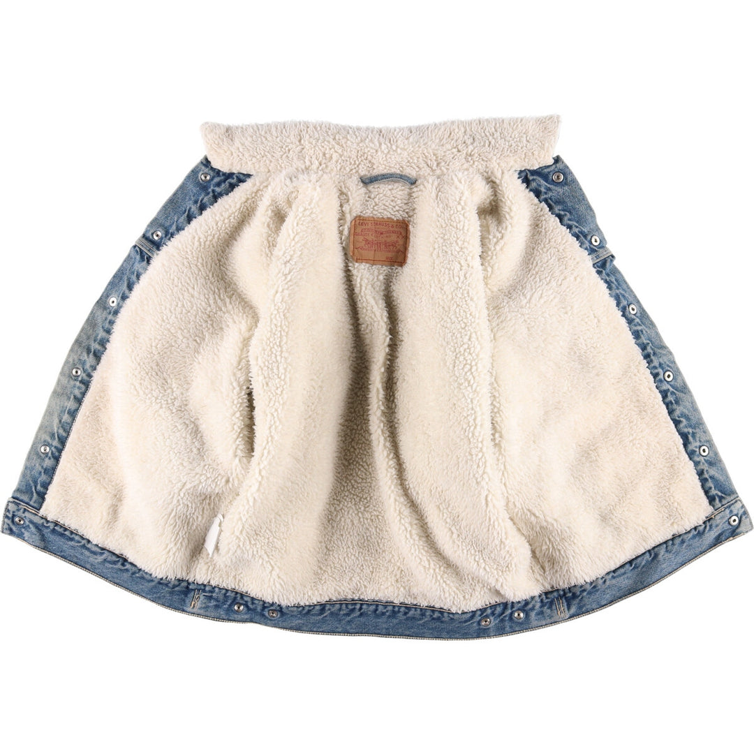 90'S Levi's 70603-0215 Euro Model Denim Boa Jacket, Made in Italy, Men's Size L, Vintage cotton blue type Vintage Second Hand