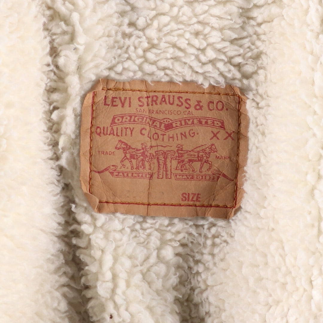 90'S Levi's 70603-0215 Euro Model Denim Boa Jacket, Made in Italy, Men's Size L, Vintage cotton blue type Vintage Second Hand