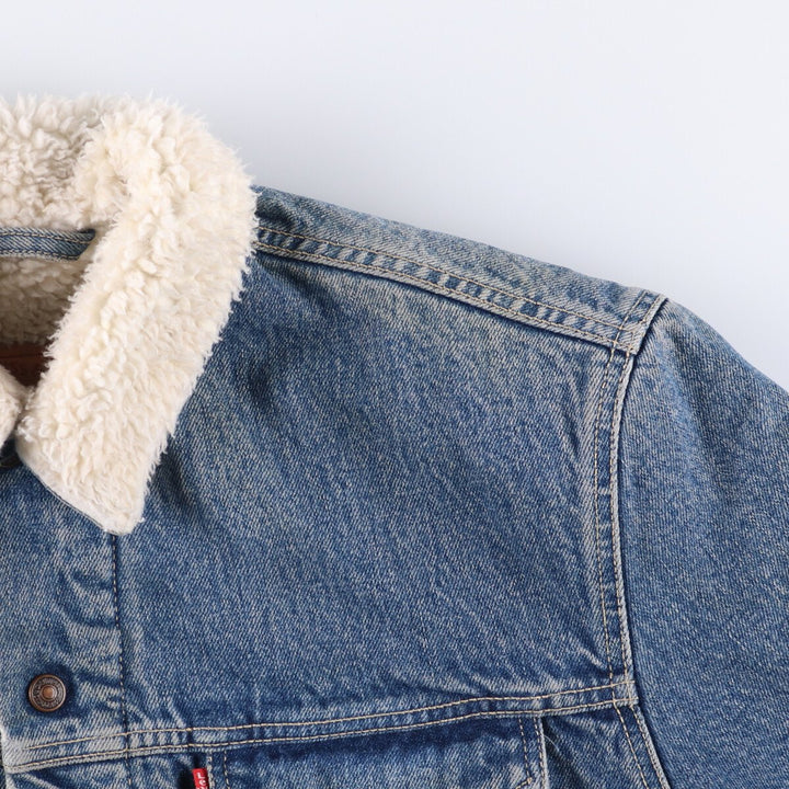 90'S Levi's 70603-0215 Euro Model Denim Boa Jacket, Made in Italy, Men's Size L, Vintage cotton blue type Vintage Second Hand