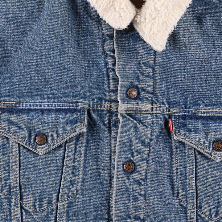 90'S Levi's 70603-0215 Euro Model Denim Boa Jacket, Made in Italy, Men's Size L, Vintage cotton blue type Vintage Second Hand