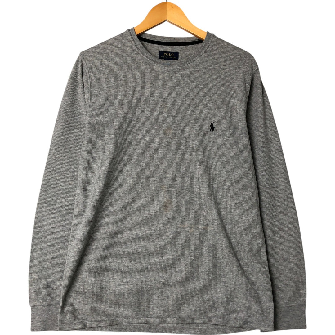 Ralph Lauren POLO RALPH LAUREN Thermal Ron T Waffle Men's L size cotton gray type Vintage Second Hand