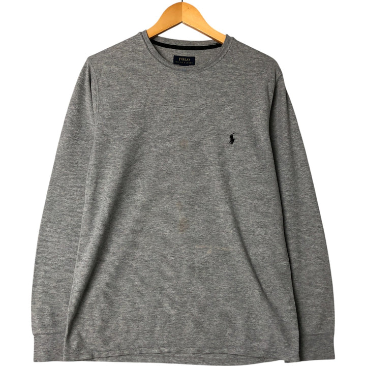 Ralph Lauren POLO RALPH LAUREN Thermal Ron T Waffle Men's L size cotton gray type Vintage Second Hand