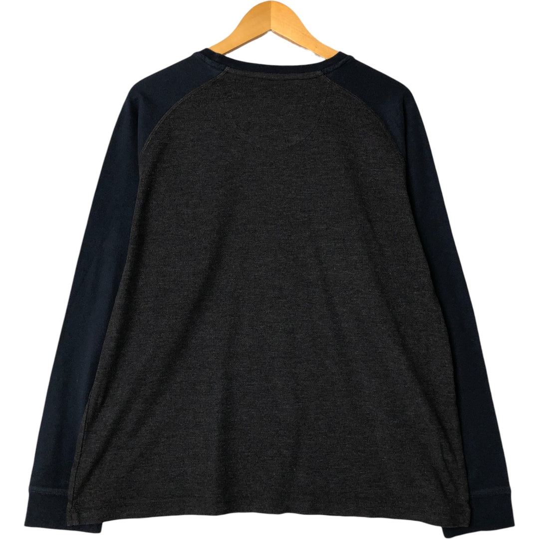 Pierre Cardin Henley neck thermal long sleeve T-shirt waffle men's L size cotton gray type Vintage Second Hand