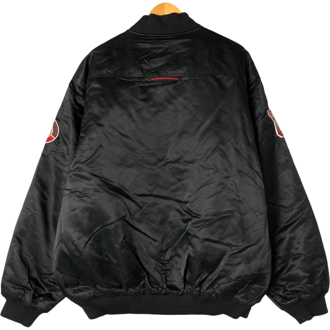 90'S FUBU Padded Nylon Varsity Jacket, Men's Size XL, Vintage Nylon black type Vintage Second Hand