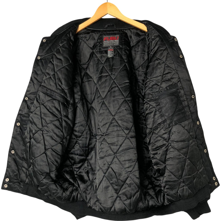 90'S FUBU Padded Nylon Varsity Jacket, Men's Size XL, Vintage Nylon black type Vintage Second Hand