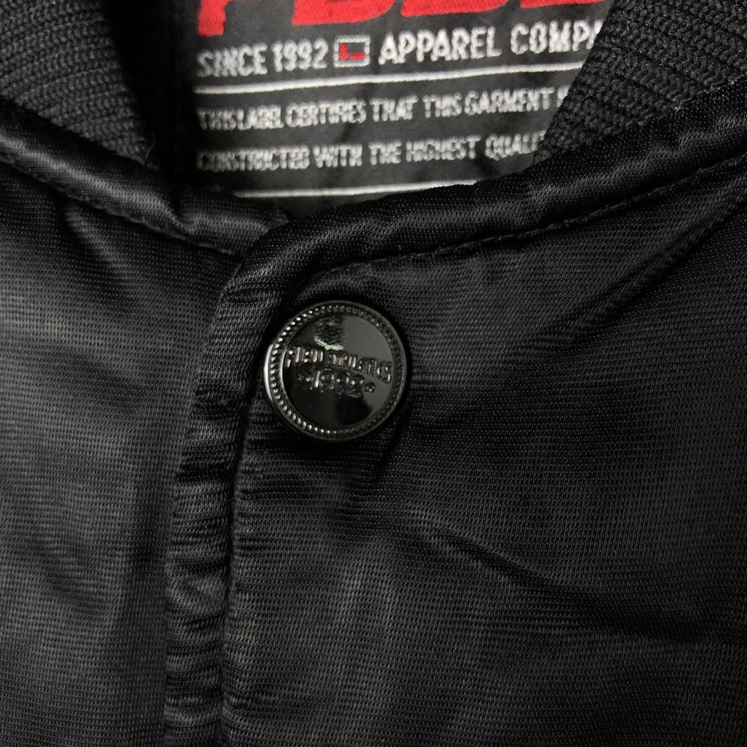 90'S FUBU Padded Nylon Varsity Jacket, Men's Size XL, Vintage Nylon black type Vintage Second Hand