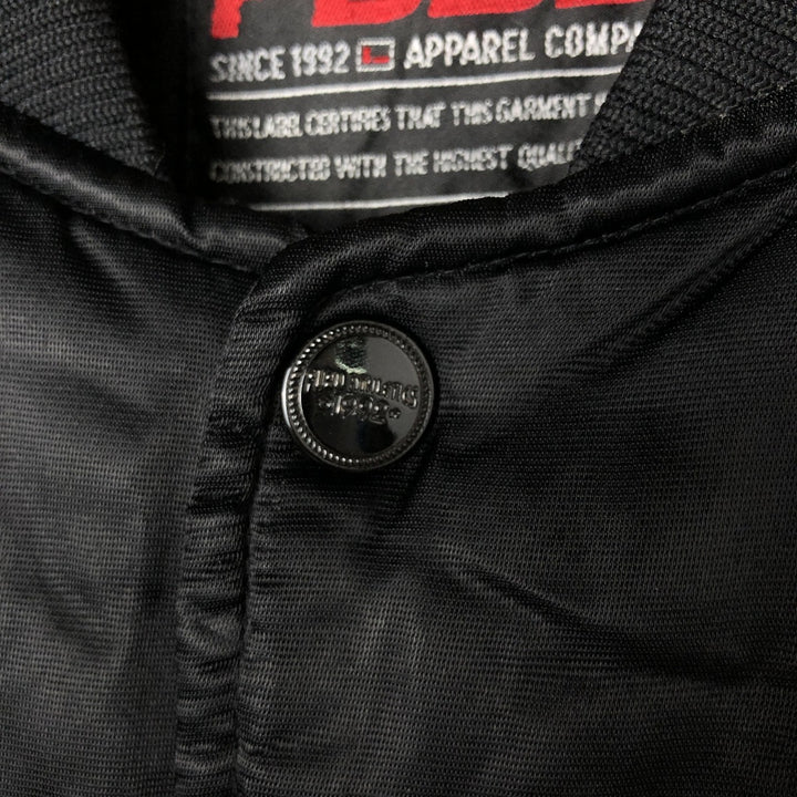 90'S FUBU Padded Nylon Varsity Jacket, Men's Size XL, Vintage Nylon black type Vintage Second Hand