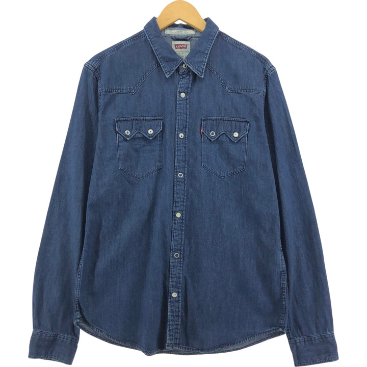 Levi's MODERN FIT Long Sleeve Denim Western Shirt, Men's Size L cotton blue type Vintage Second Hand