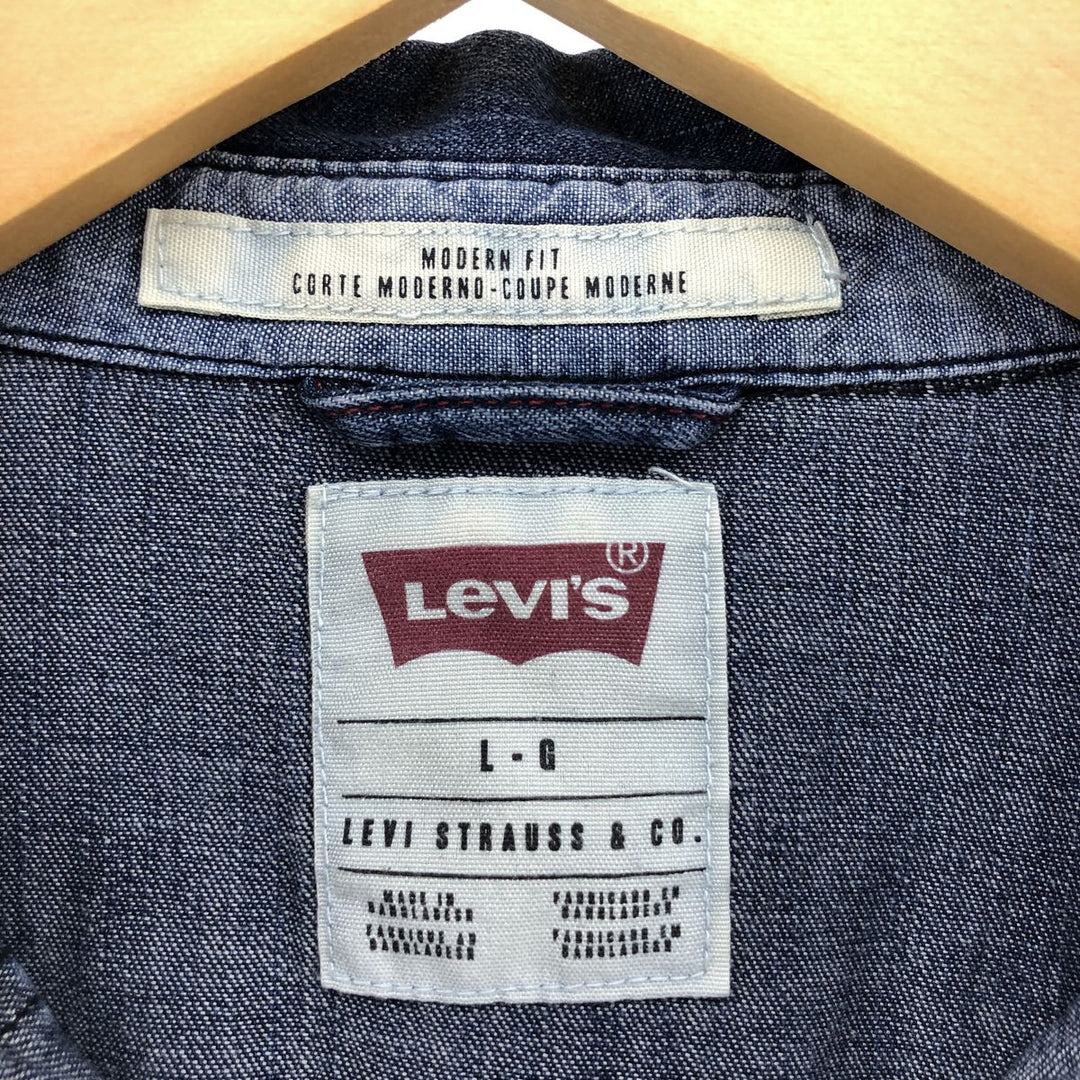 Levi's MODERN FIT Long Sleeve Denim Western Shirt, Men's Size L cotton blue type Vintage Second Hand
