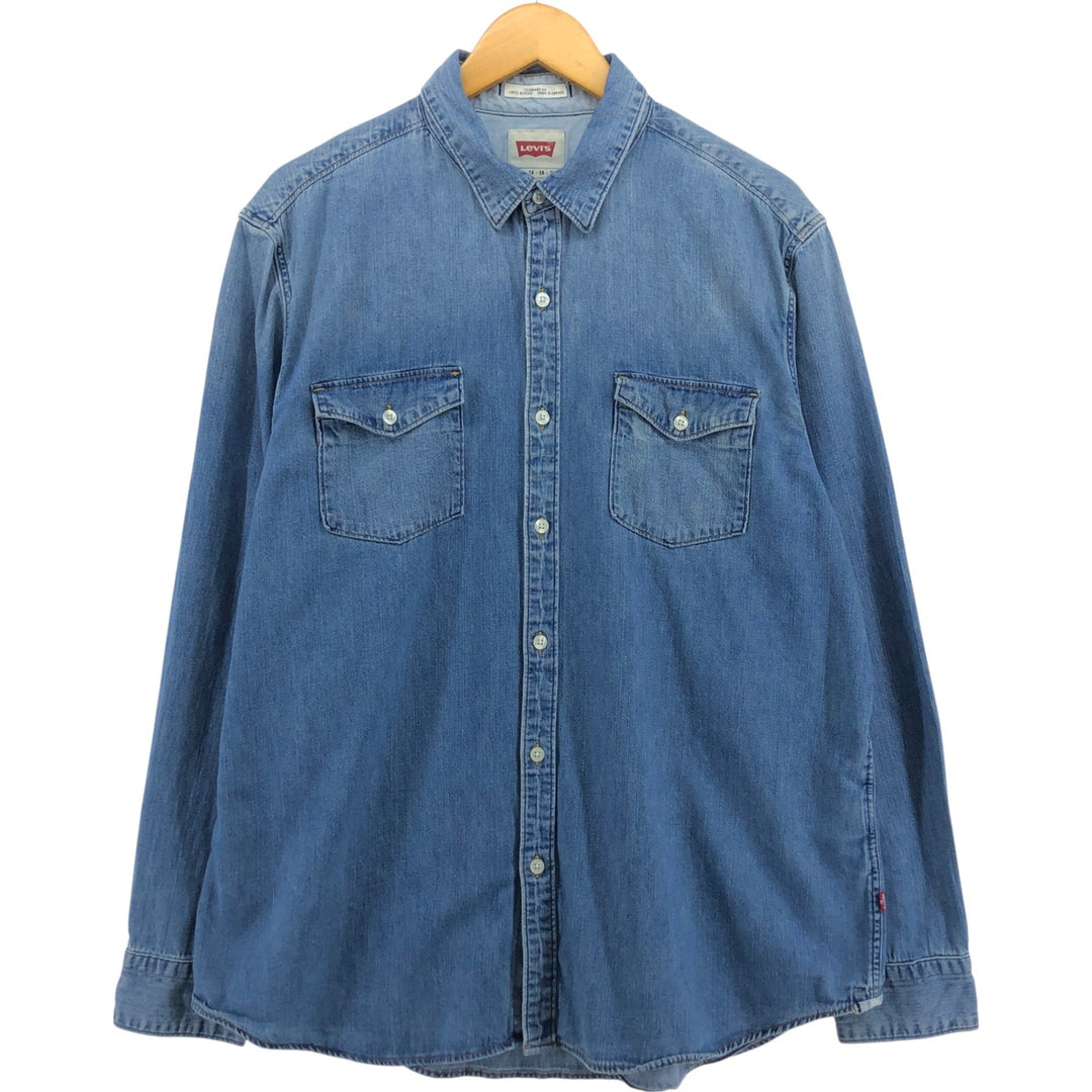 Levi's Standard Fit Long Sleeve Denim Shirt, Men's XL cotton blue type Vintage Second Hand