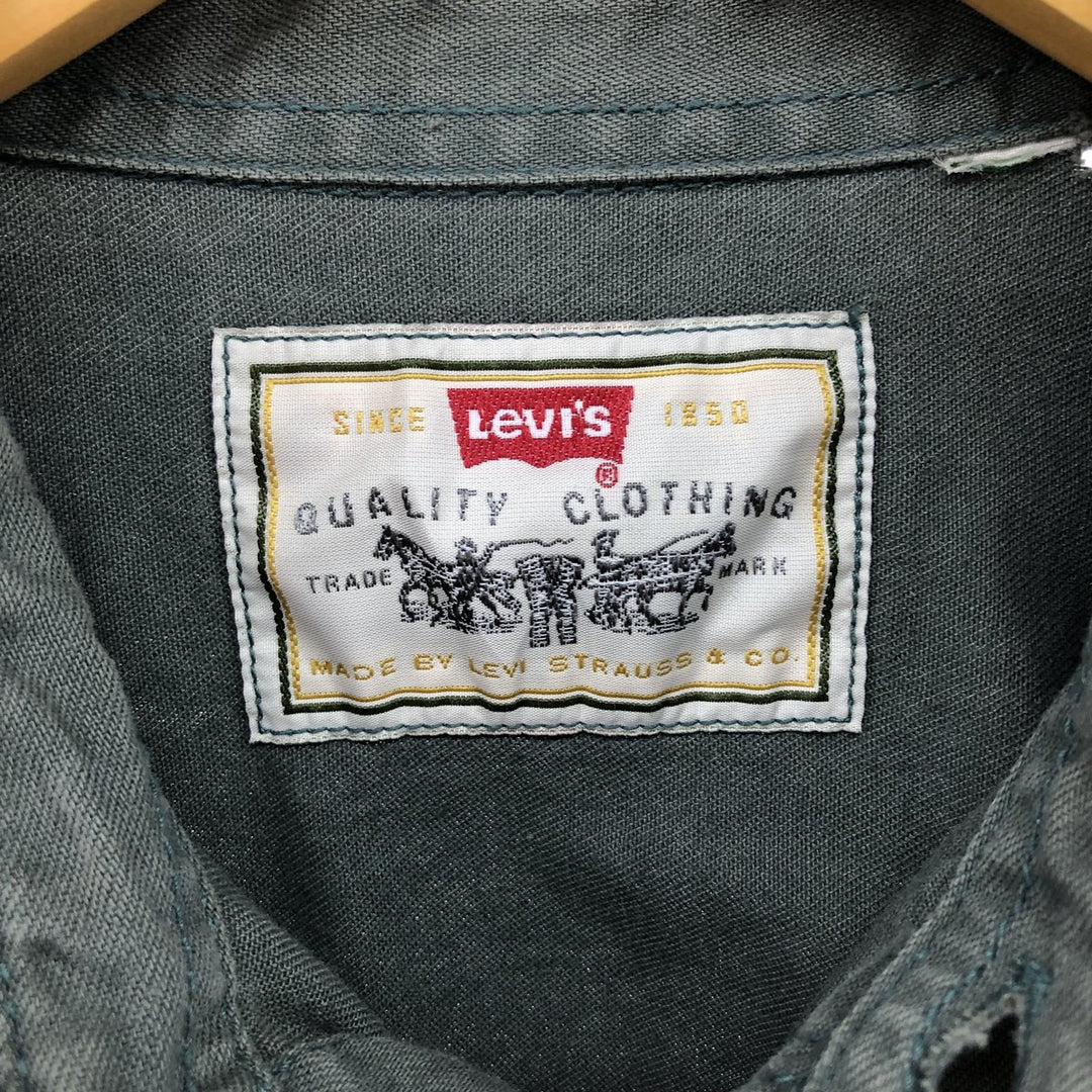 90'S Levi's Long Sleeve Denim Shirt, Men's XL, Vintage unclear green type Vintage Second Hand